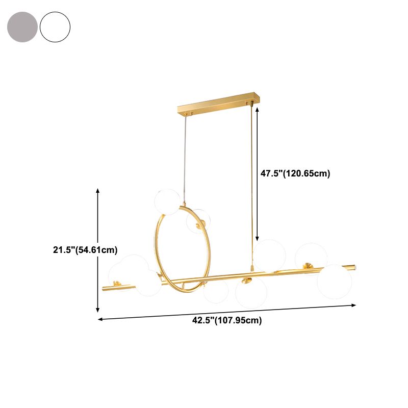 Modern Creative Style Hanging Lamp Gold Glass Island Light Fixture for Dining Room