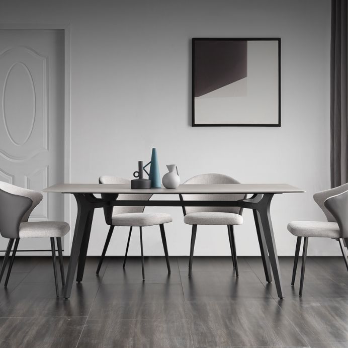 Mesa de comedor de piedra sinterizada de estilo industrial Mesa de rectángulo de base metálica para el hogar