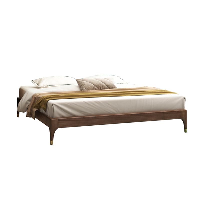 Brown Panel Bed With Custom Gold Legs Mid-Century Modern Ash Bed Without Headboard