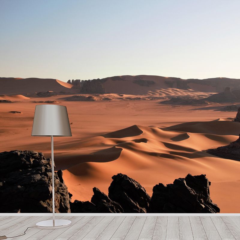 Huge Desert Landscapes Mural Mildew Resistant Wallpaper for Reading Room