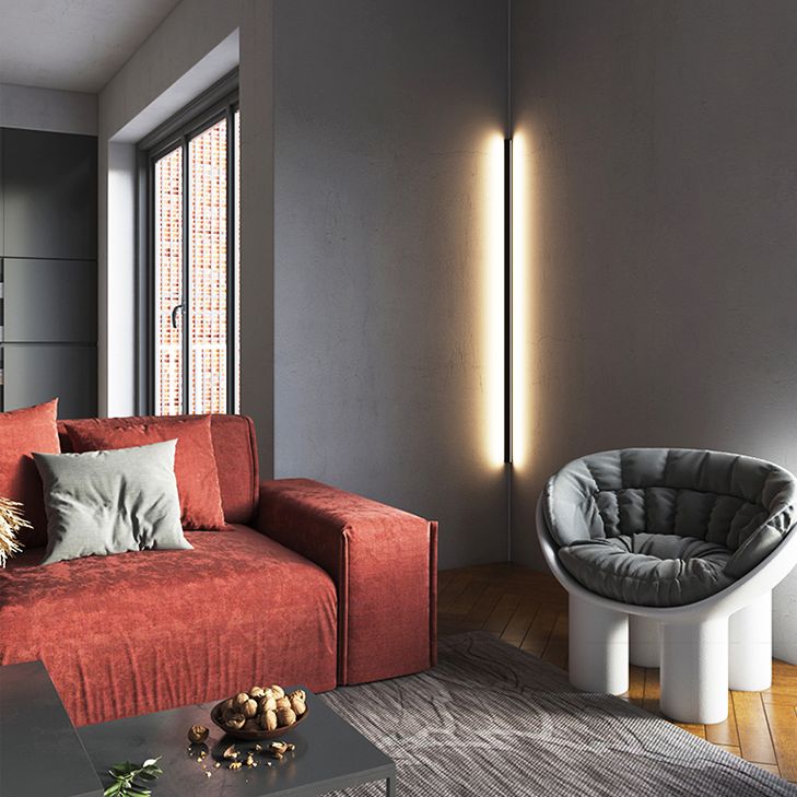 Modern Minimalist Style Linear Flush Mount Wall Sconce Aluminum Wall Mount Light Fixture in Black Finish