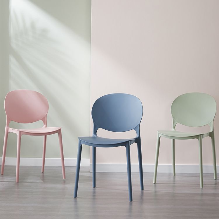 Scandinavian Armless Dining Chairs Stackable Plastic Open Back Side Chair