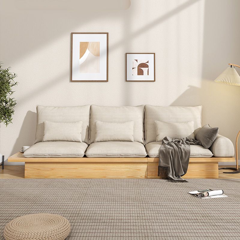 Scandinavian Fabric Living Room Sofa Loose Back White Seating