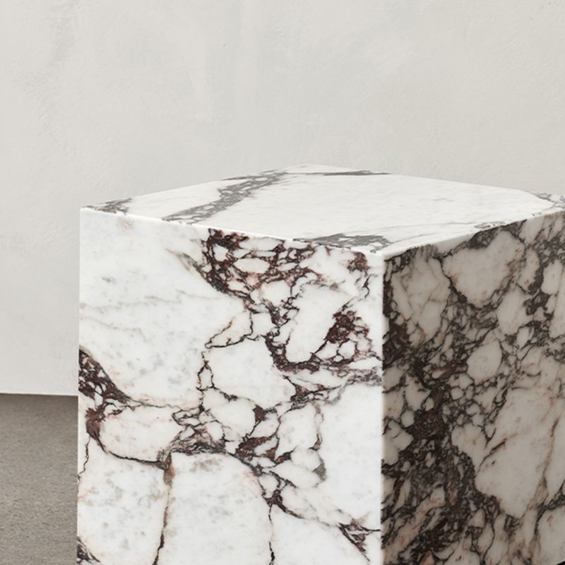 Contemporary Style Side Table Stone Block End Table for Living Room