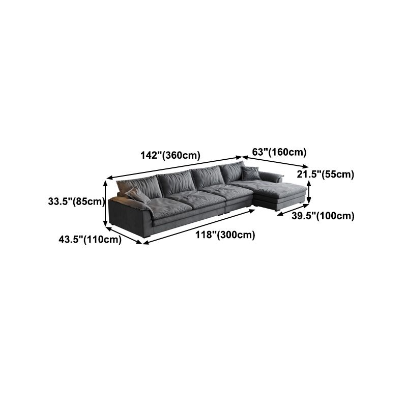 Contemporary Loose Back 33.46" H Sofa Pillow Top Arm Sofa & Chaise