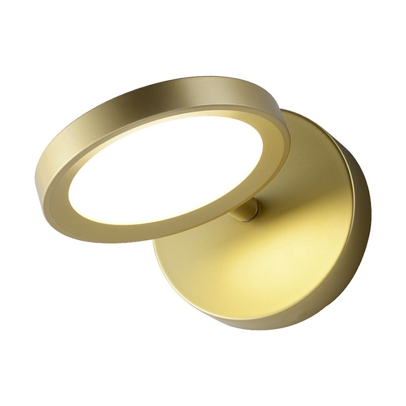 Modernist LED Wall Sconce Light with Metal Shade Black/Gold Round Wall Mounted Light