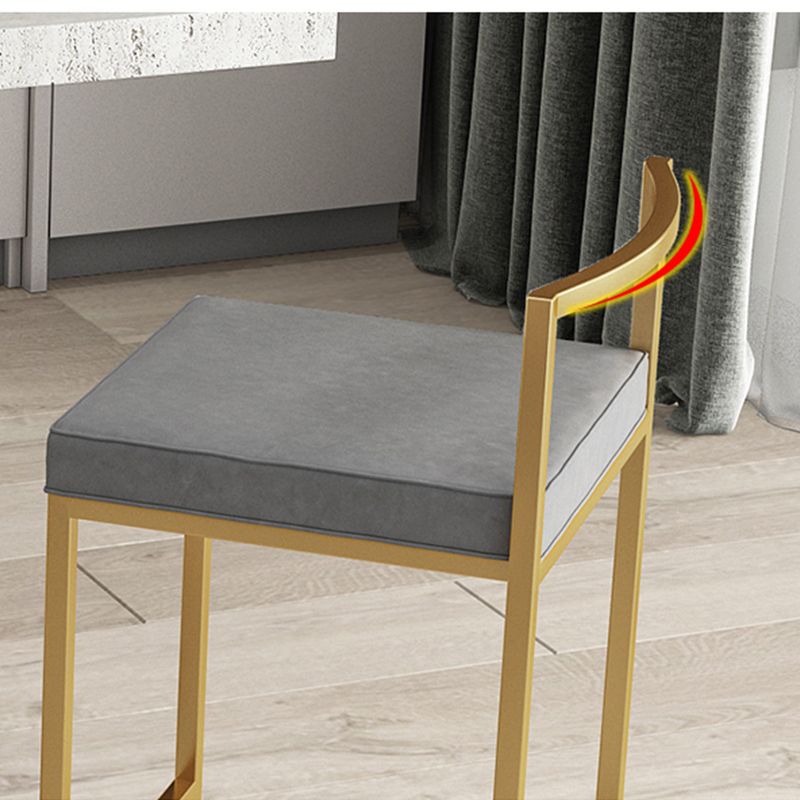 Glam Footrest Upholstered Bar Stool Matte Finish Home Low Back Stool