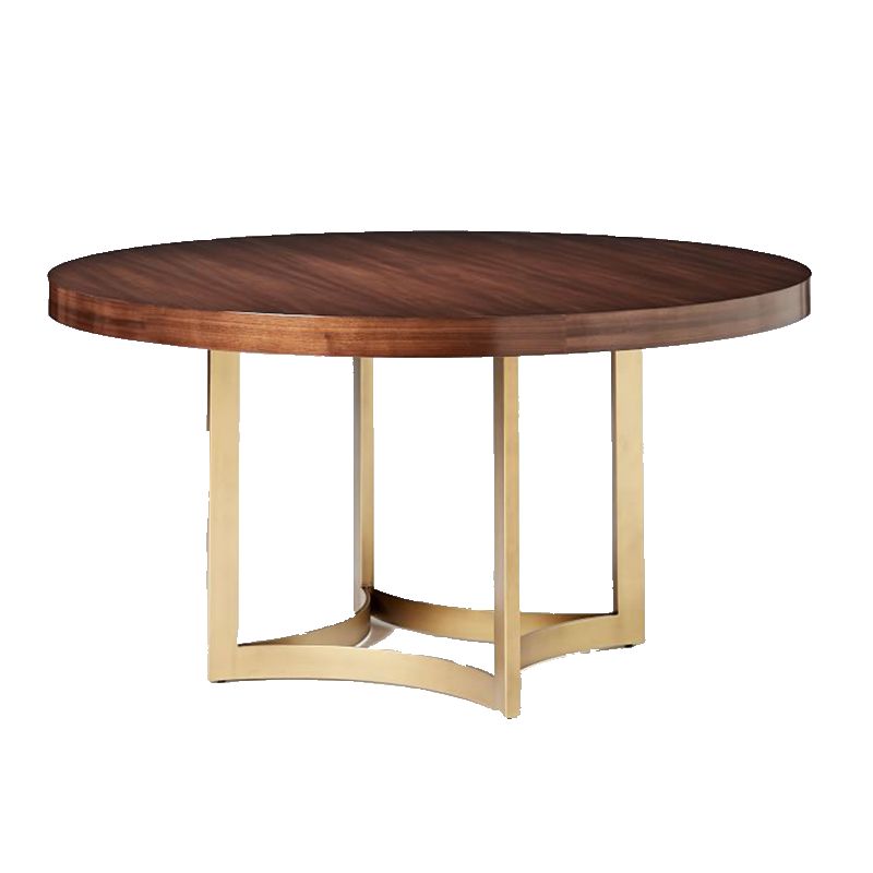Modern Frame Base Wooden Coffee Table Round Top Shape Cocktail Table for Living Room