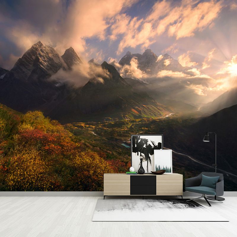 Sunburst Mountain Landscape Mural Modern Waterproofing Hallway Wall Decor, Made to Measure