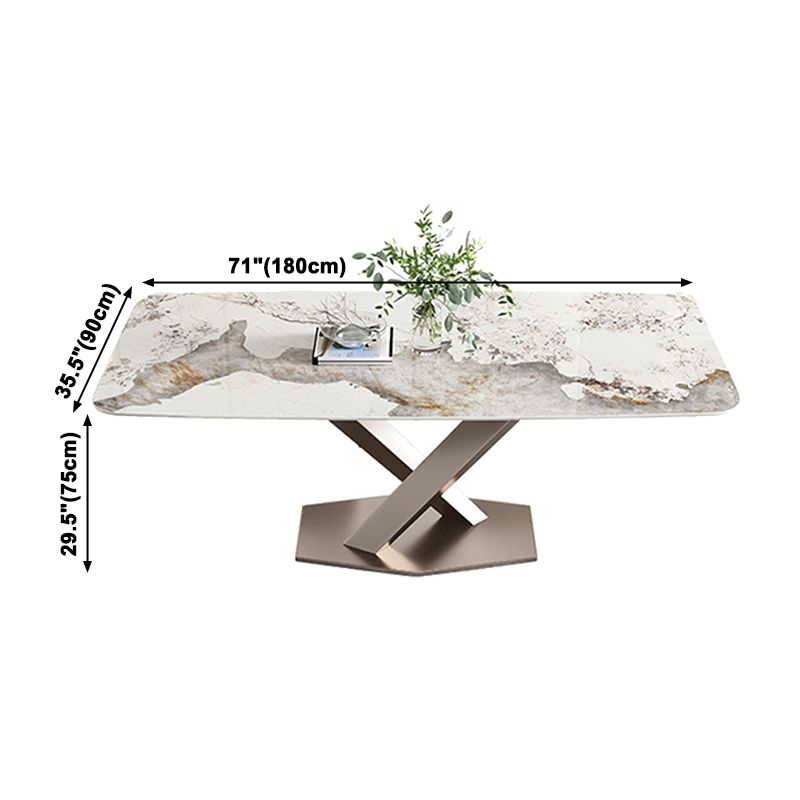 Rechteck Sintered Stone Esstisch Moderner Metallpodest -Basistisch für Restaurant