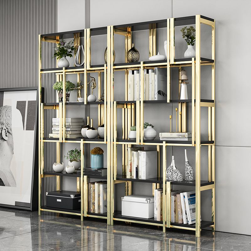 Contemporary Style Bookshelf Metal Open Back Bookcase for Home Office