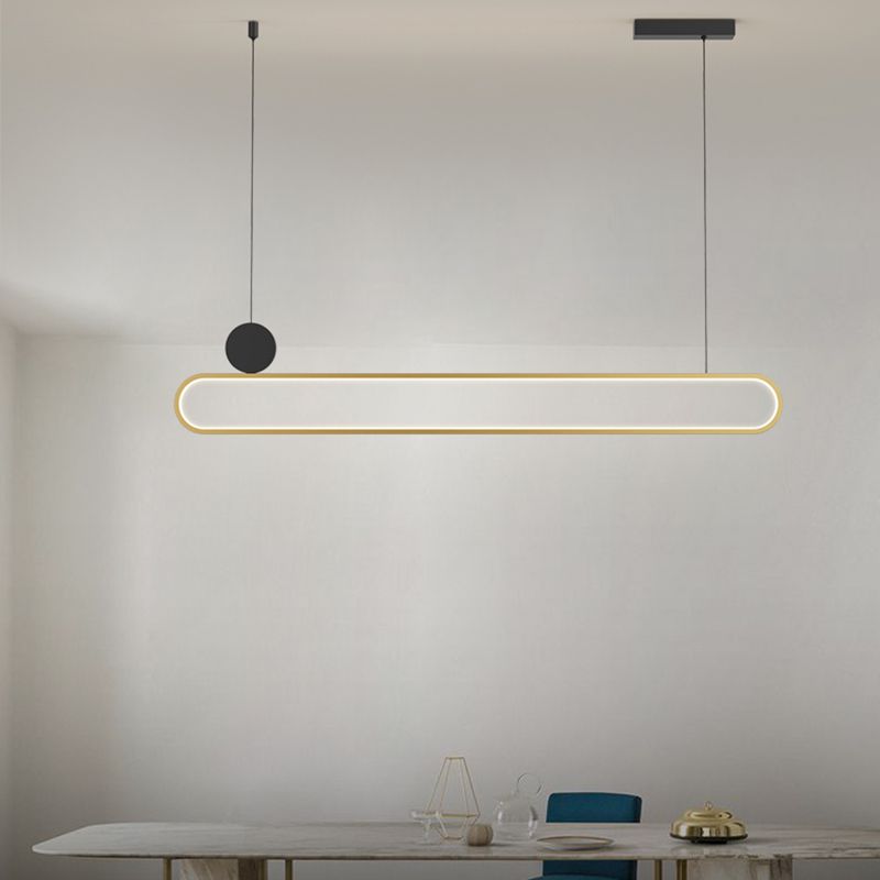 Eigentijdse stijl lineaire vorm eilandlichten metaalhangende hanglampen in goud
