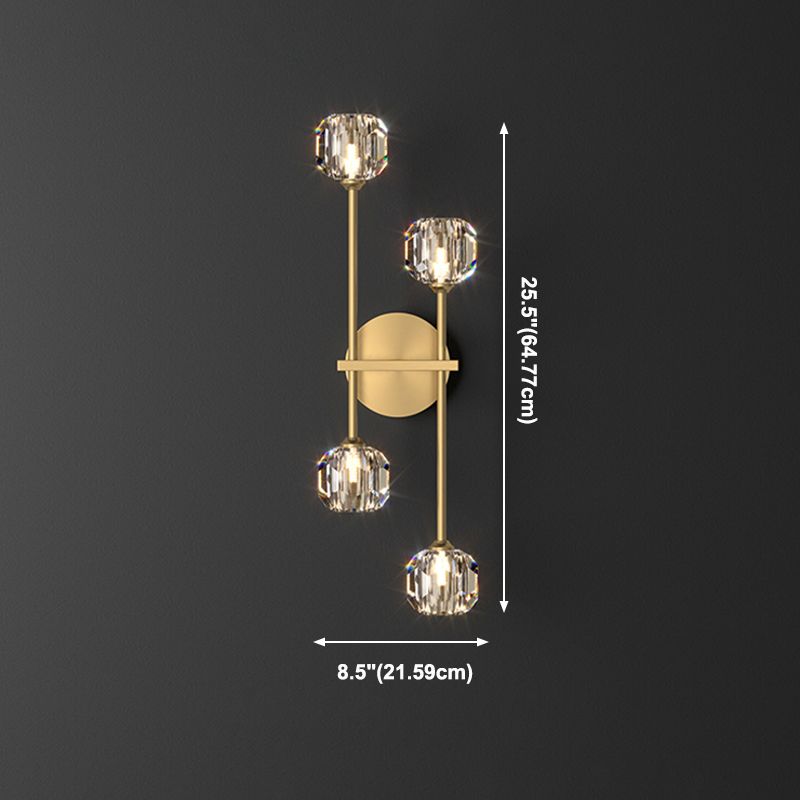 Geometric Shade Multi-Lights Wall Sconce Modern Style Crystal Wall Mount Light Fixture in Gold