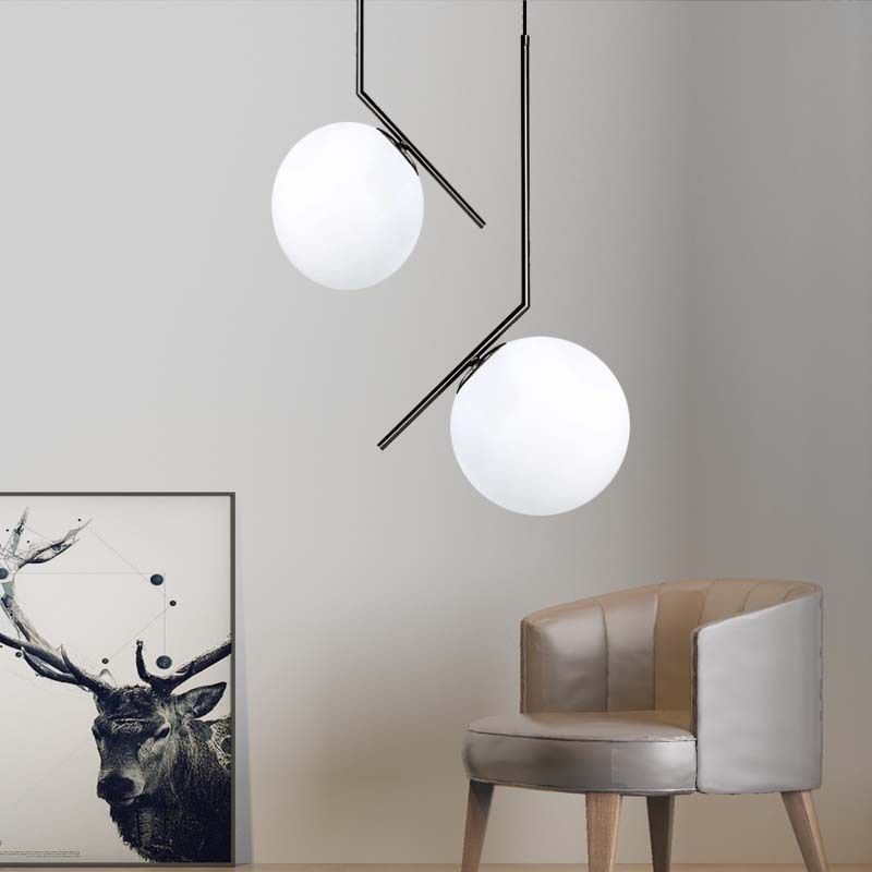 Crema Glass Globe Sospensione Lampada Minimalista 1 Lampada a sospensione per il ristorante