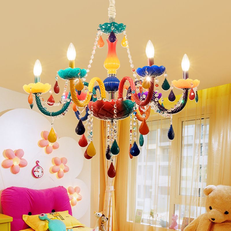 European Style Crystal Chandelier Candle Pendant Lighting Fixtures for Child Room
