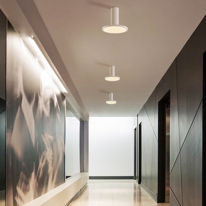 Plafondinbouwlamp met buizen, Scandinavische metalen hal LED-downlight met ronde acrylkap