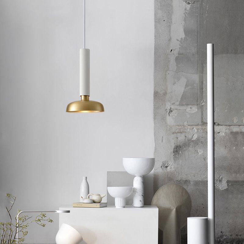 1 Light Pot Cover Hanging Pendant Postmodern Style Metal Hanging Lighting for Living Room