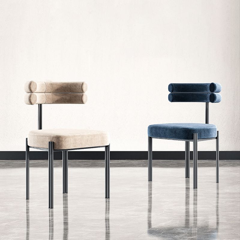 Silla lateral casera de estilo moderno Silla tapizada de comedor de diseño con respaldo abierto