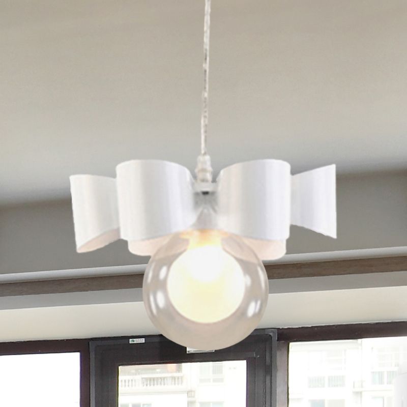 Iluminación colgante de esfera blanca con diseño de arco contemporáneo 1/3 luces lámpara de colgar de vidrio transparente