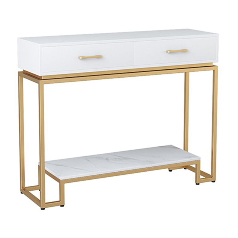 Rectangle Shape Contemporary Console Table 2 Drawers Wood Console Sofa Table