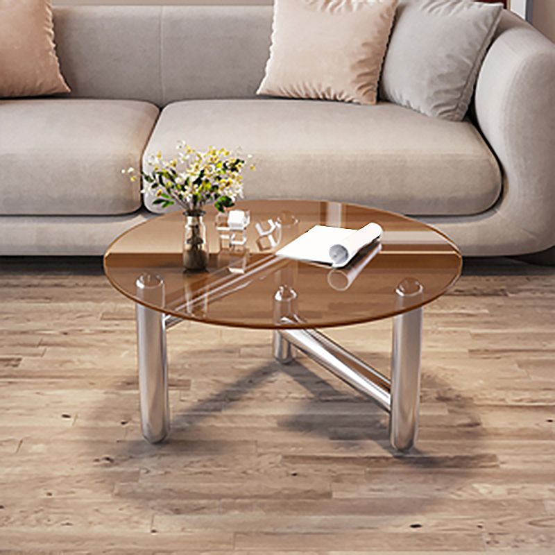 3 Legs Minimalist Coffee Round Table Open Shelf Cocktail Table