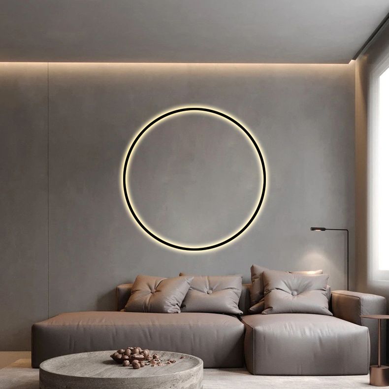 Zwart minimalisme Ronde lijnen LED Wall Lamp Noordse stijl Aluminium SCONCE Licht voor woonkamer