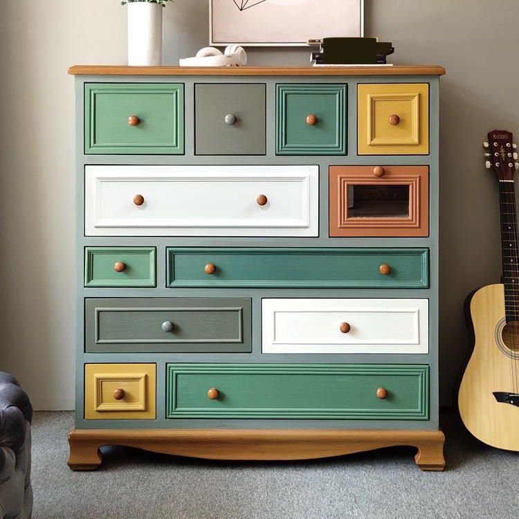 Coastal Storage Chest Dresser Solid Wood Dresser with Multi Drawers for Bedroom