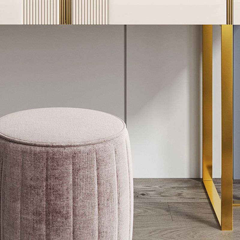 2-Drawer Vanity Makeup Table Set Vanity Stool in White - 29.53" H