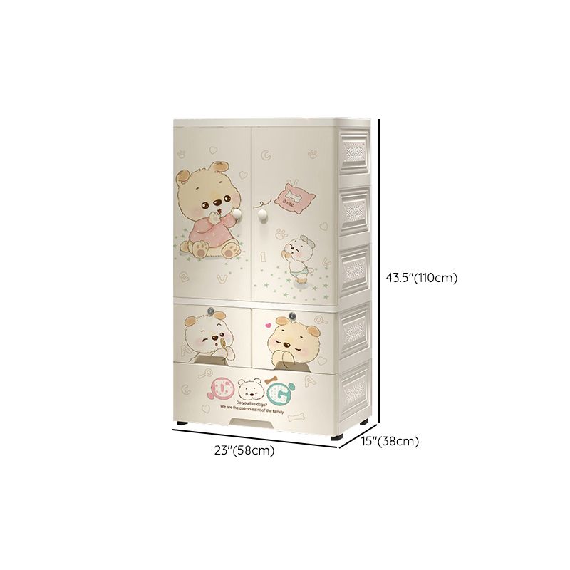 White Modern Kids Closet Plastic High Gloss 2-Door Coat Locker