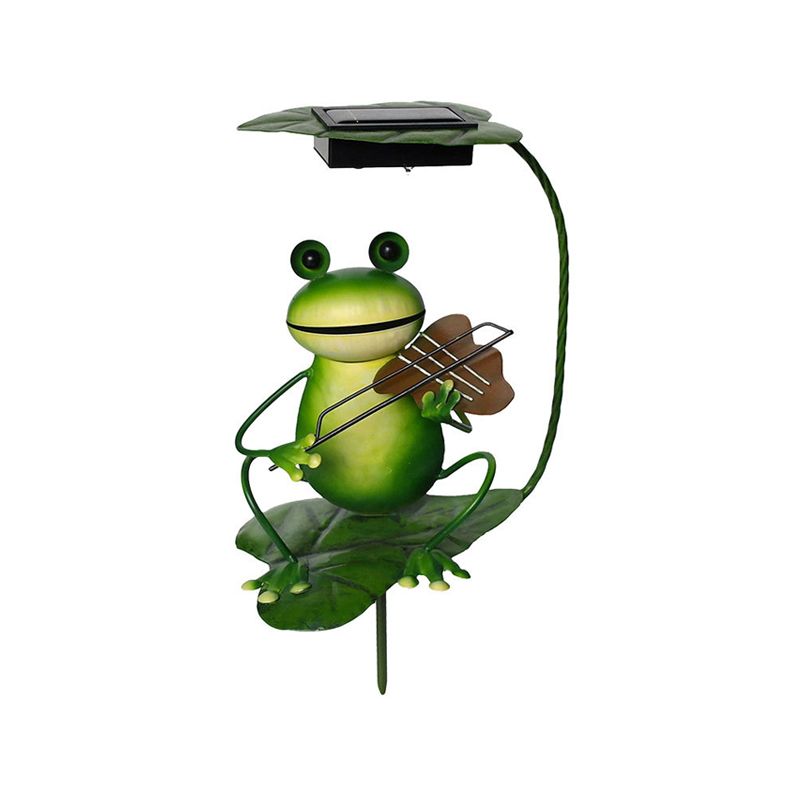 Frog and Violin/Guitar/Crown Solar Lamp Countryside Metal Green LED Ground Lighting for Garden
