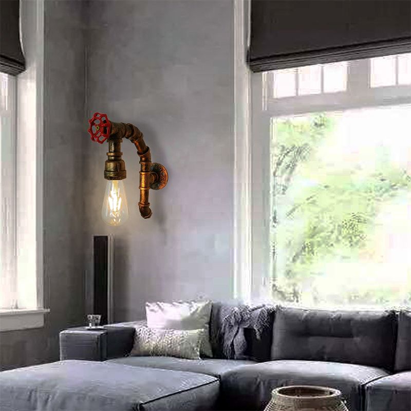 Industrial Wall Sconce Pipe Shape Wall Light with Metal Shade for Bedroom