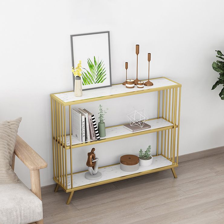 Modern Rectangle Accent Table Antique Finish Console Sofa Table in Marble