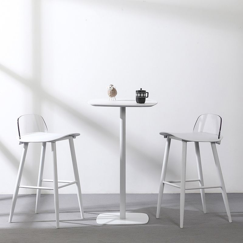 Nordic Armless Backrest Counter Stool Iron Kitchen Bar Stool with Acrylic Seat and Pedal