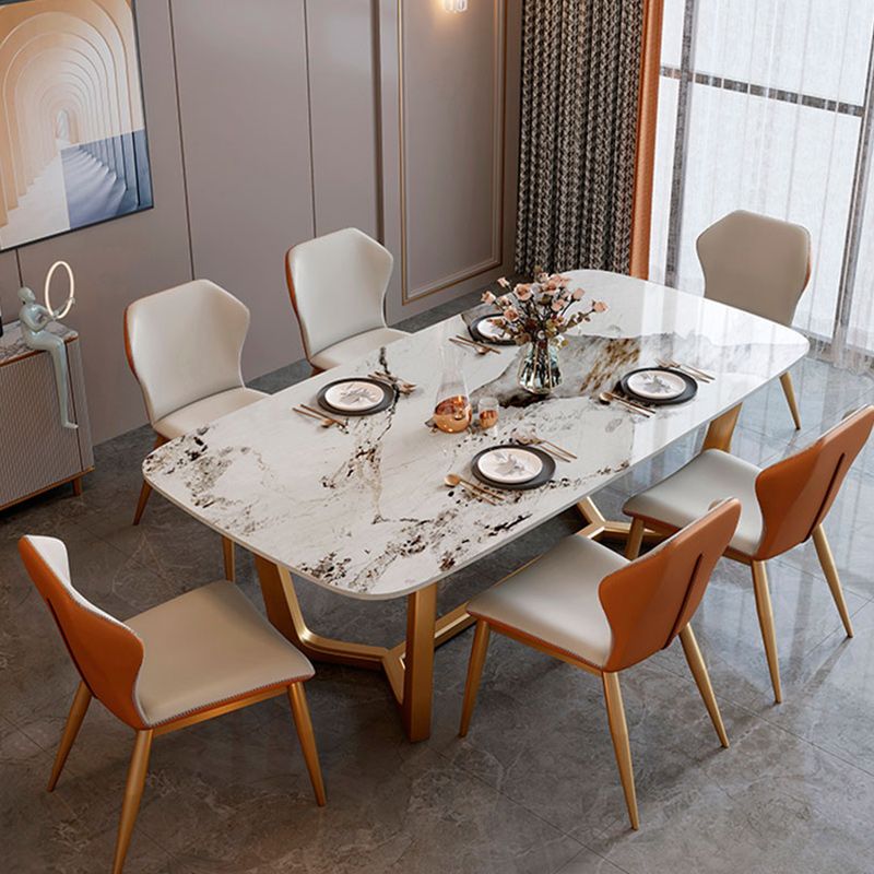 Glam 1/2/7 Pieces Dining Table Set with Sintered Stone Top Stainless Steel Dinette Set