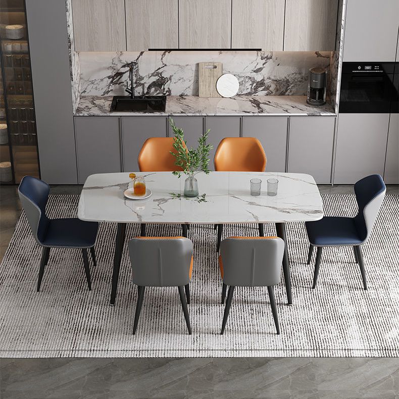 Rectangular Sintered Stone Dining Table Modern White Gray Green Furniture with 4 Legs