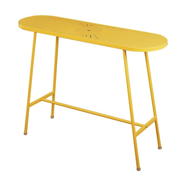 Industrial Outdoor Oval Bar Dining Table Metal Bar Table with Trestle Base