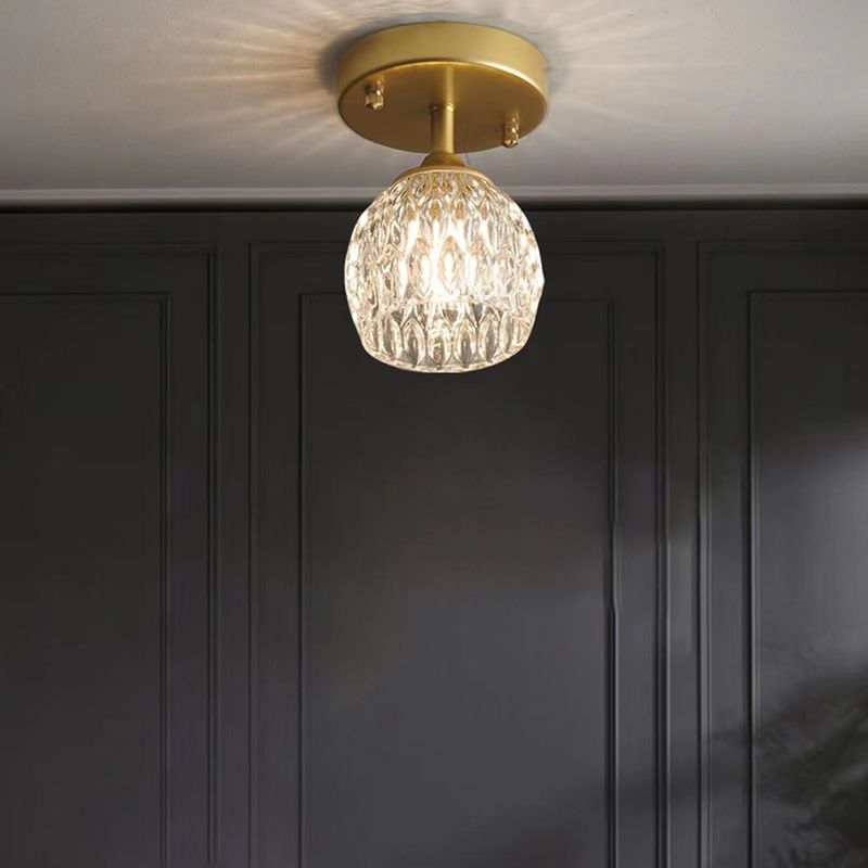 Contemporary Ceiling Lamp Minimalist Glass Shade Flush Mount Light Fixture