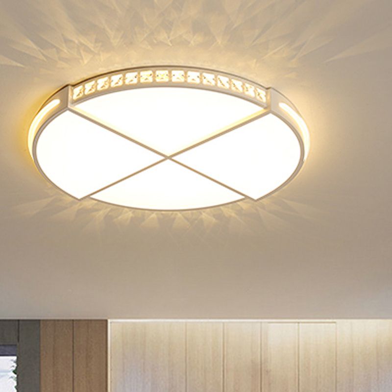16.5"/20.5" W LED Flush Mount Lamp Simple Round Acrylic Flush Ceiling Light Fixture in White for Bedroom, Warm/White Light