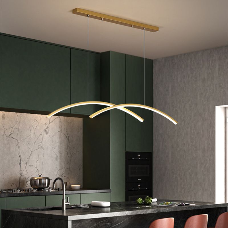 LED Island Lighting Modern Golden/Black Ceiling Light for Dining Room