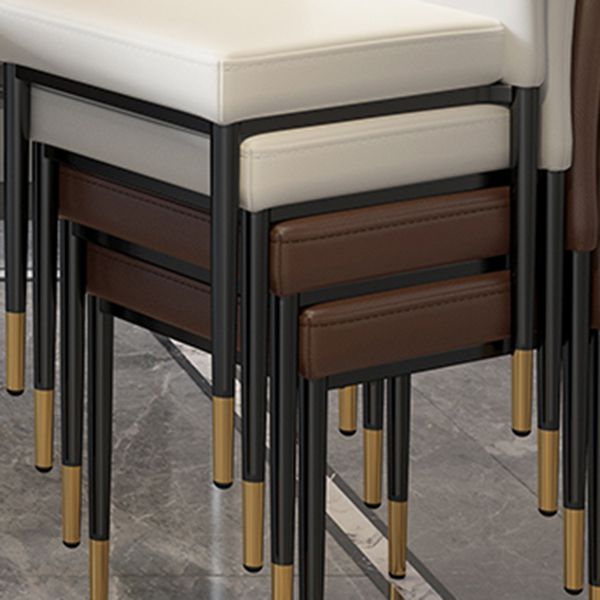 Scandinavian Style Upholstered Armless Dining Chairs Solid Back Side Chair for Home