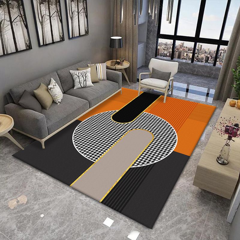 Gorgeous Polyester Rug Trendy Houndstooth Pattern Area Rug Non-Slip Backing Indoor Rug