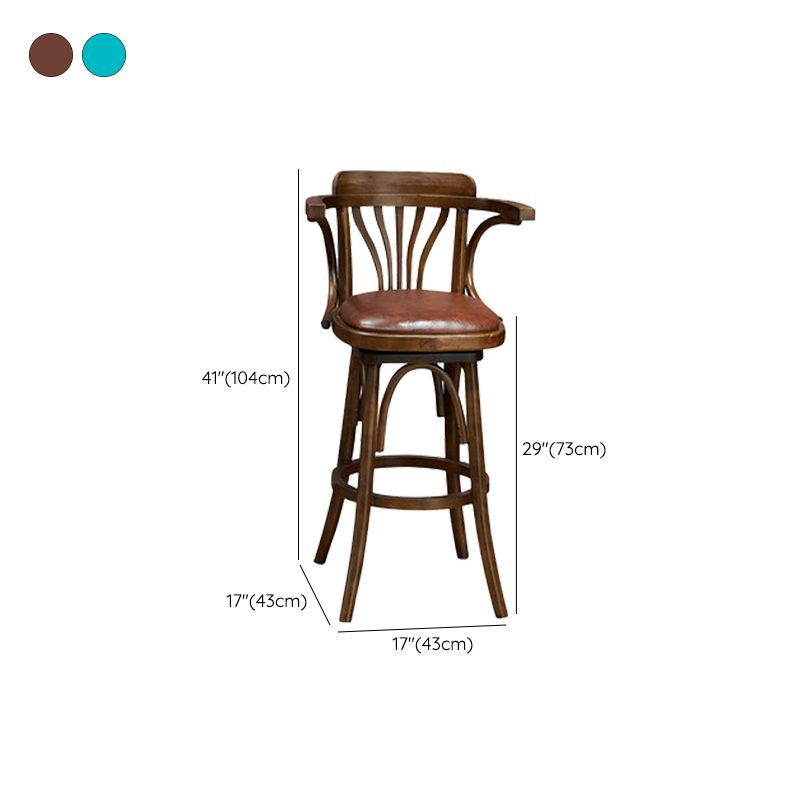 Wood Low Back Bar Height Stool Modern Swivel Armed Bar Stool
