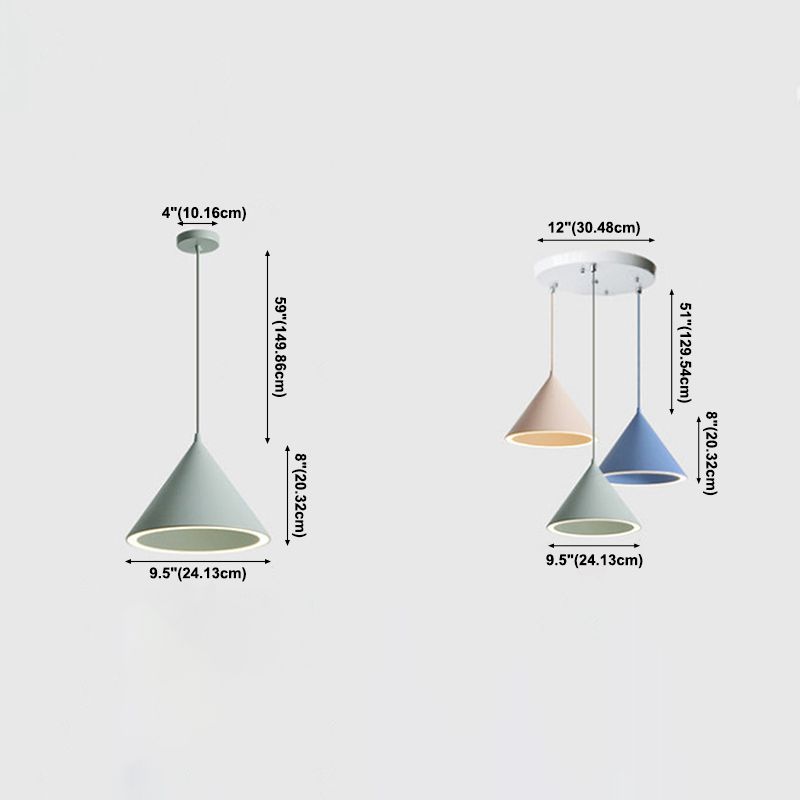 Pendante à cône Lights moderne lampe suspendue en métal 3 pendentif léger en plusieurs couleurs