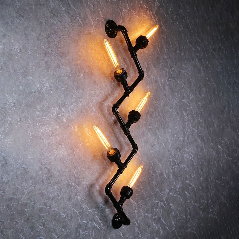 Illuminazione a parete in metallo multiple industriale pipa da acqua sfumatura lampada montata a parete