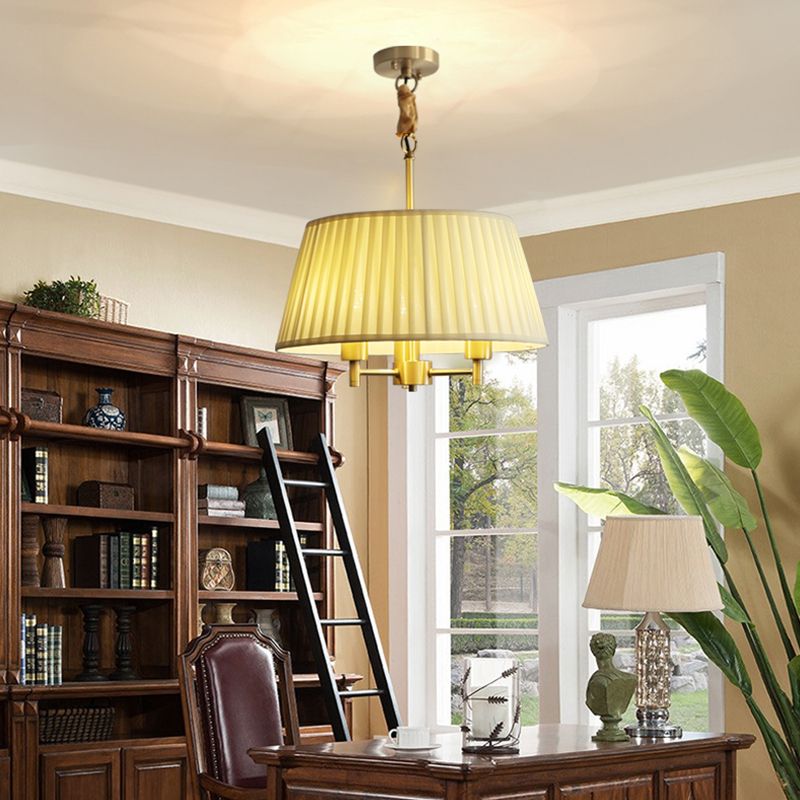 Classic Tapered Chandelier 3-Light Fabric Hanging Light Fixture for Dining Room
