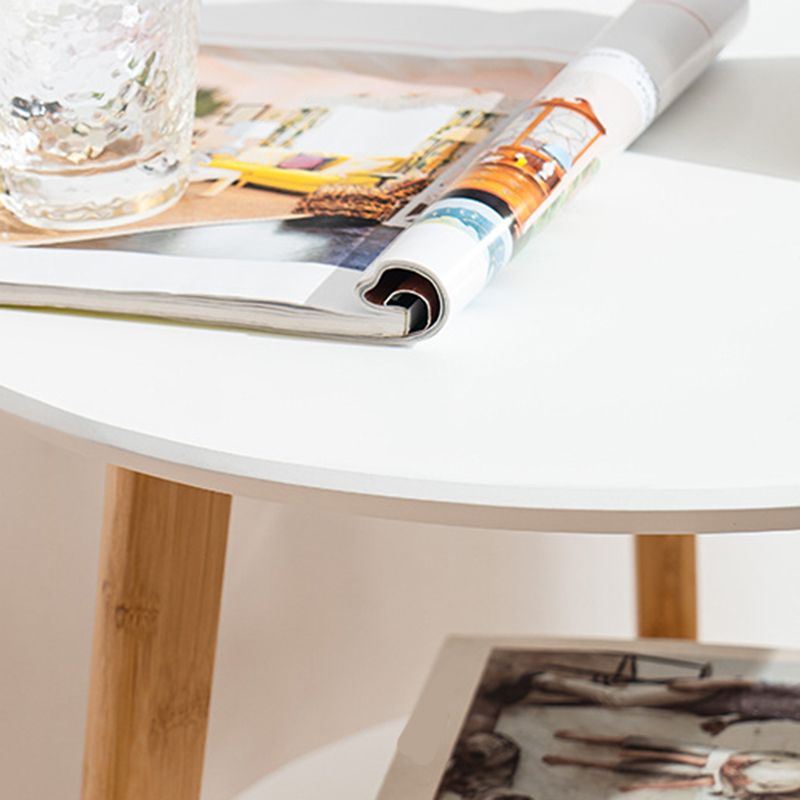 Contemporary End Table Wooden 3 Legs with Storage Double Tier Side Table