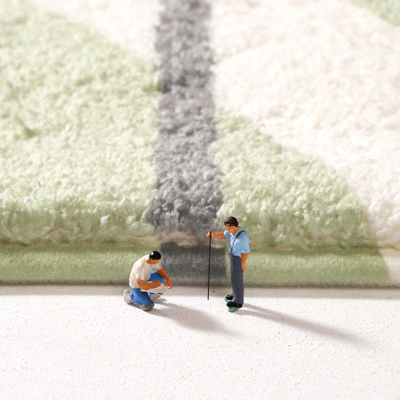 Green Modern Rug Polyester Flower Area Rug Washable Rug for Living Room