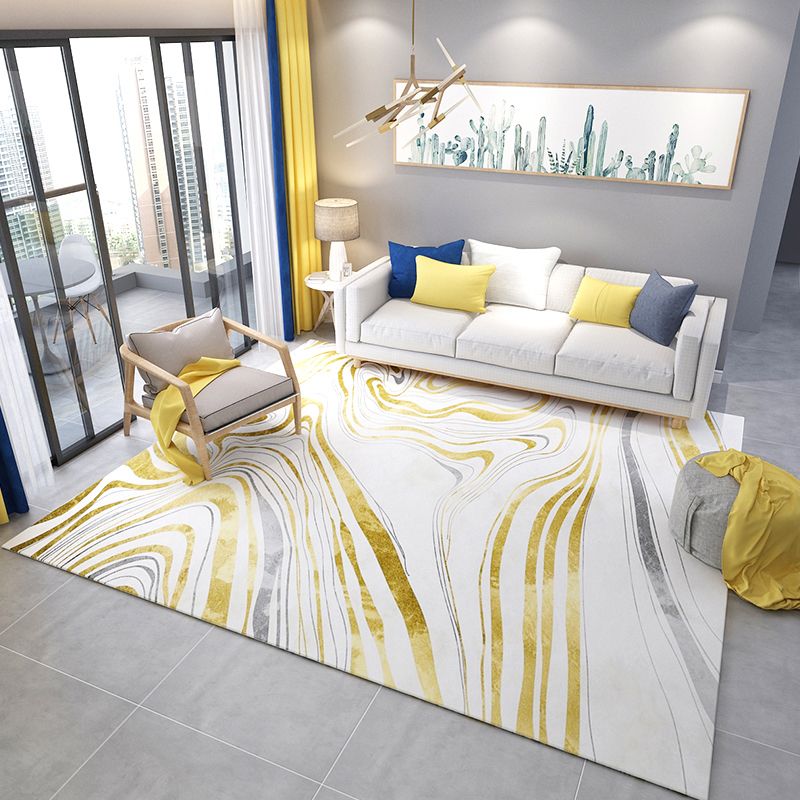 Casual Multi Color Printed Rug Polyster Modern Area Carpet Non-Slip Backing Washable Rug for Bedroom