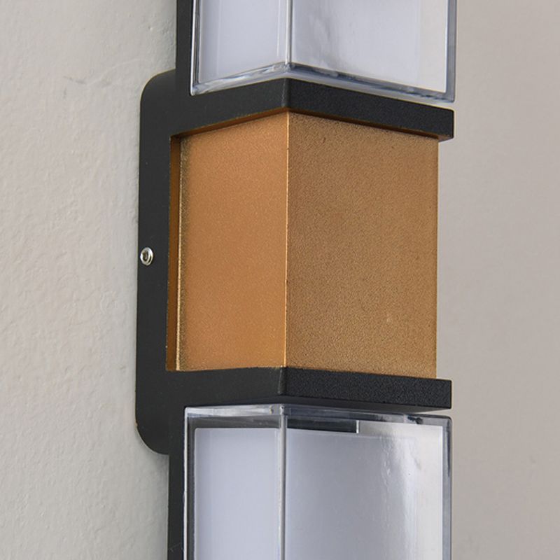Modern Style Rectangle Shade Wall Sconce Acrylic 2 Lights Sconces for Bedroom