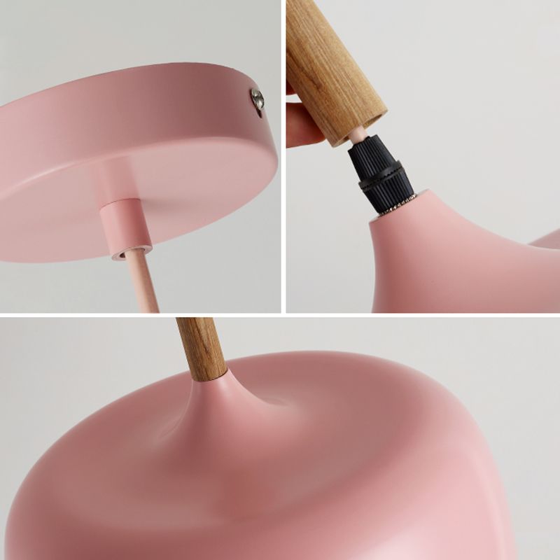Macaron Color Modern LED Ceiling Light LED Hanging Pendant Light with Wood Lamp Socket